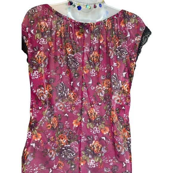 Self Esteem Y2K Women's Med Semi Sheer Floral Blouse Whimsical Romantic 90s - Picture 10 of 11